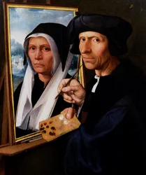 Jacob Cornelisz. van Oostsanen malt ein Porträt seiner Frau